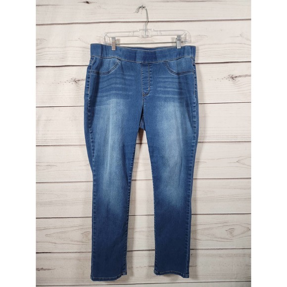 Sonoma Womens Jeans Jeggings Straight Leg High Rise Whisker Stretch Blue 34 - Picture 1 of 7